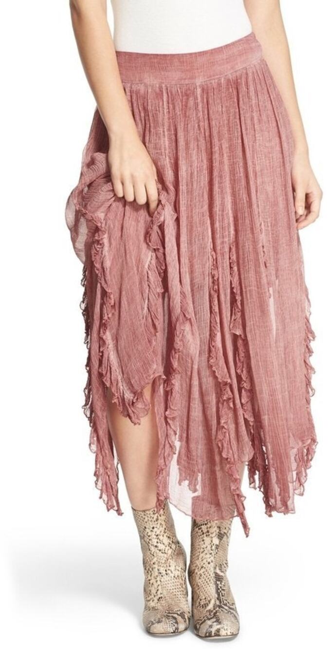 Soft Surroundings Crinkle Gauze Ruffle Hem Skirt Small